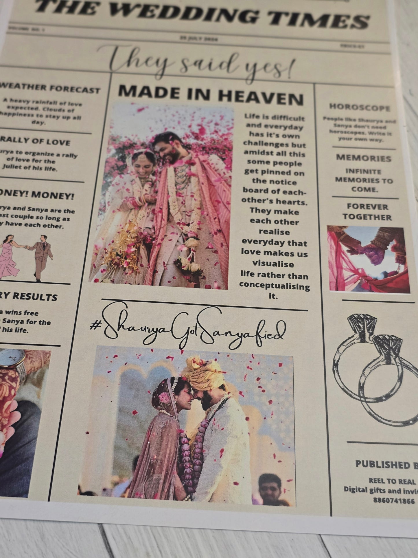 The Love Gazette Wedding Newspaper