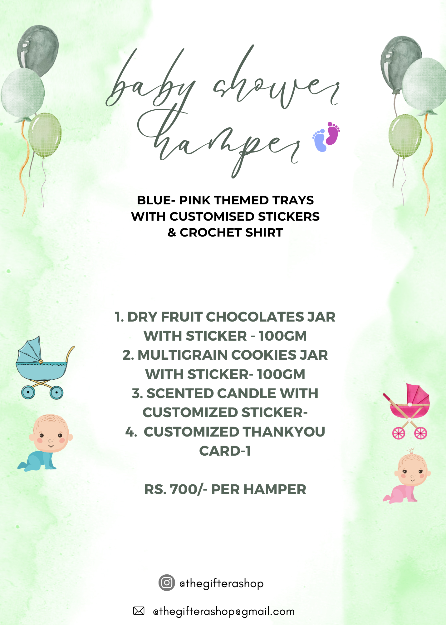 contents of baby shower hampers