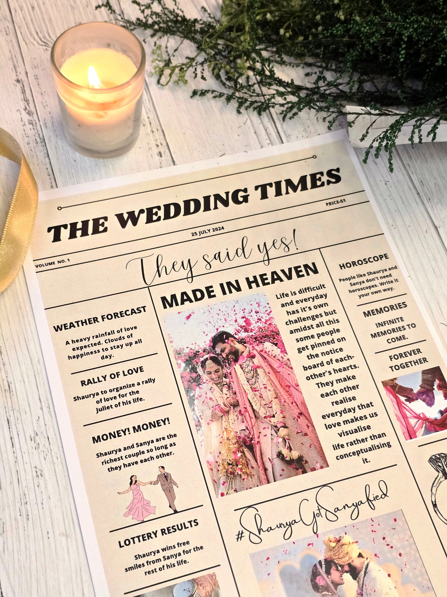 The Love Gazette Wedding Newspaper