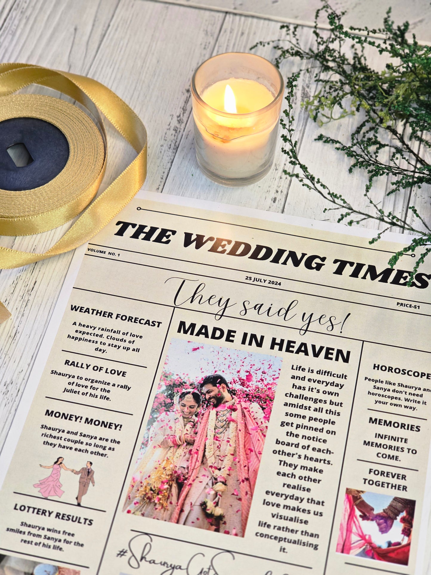 The Love Gazette Wedding Newspaper