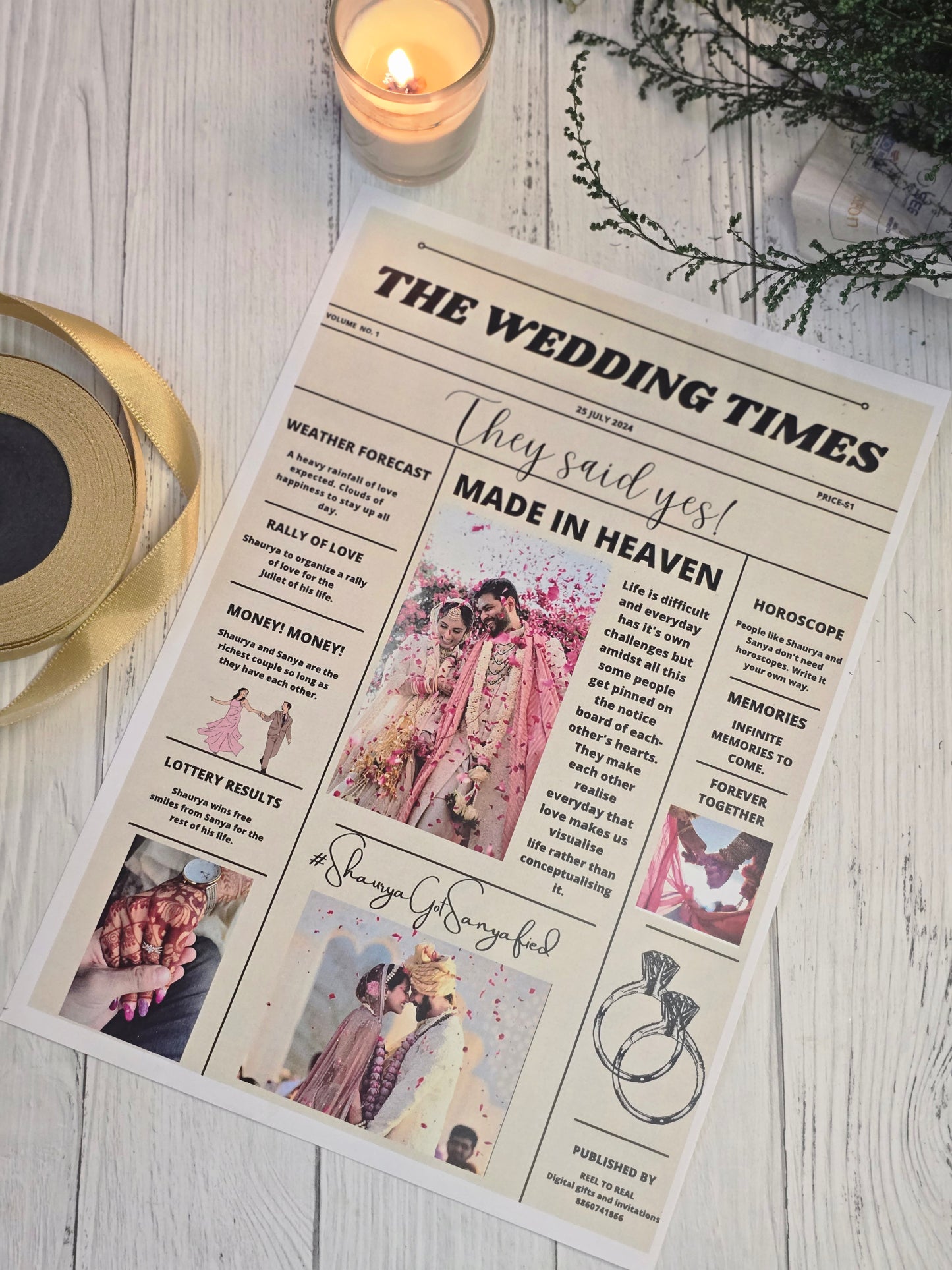 The Love Gazette Wedding Newspaper