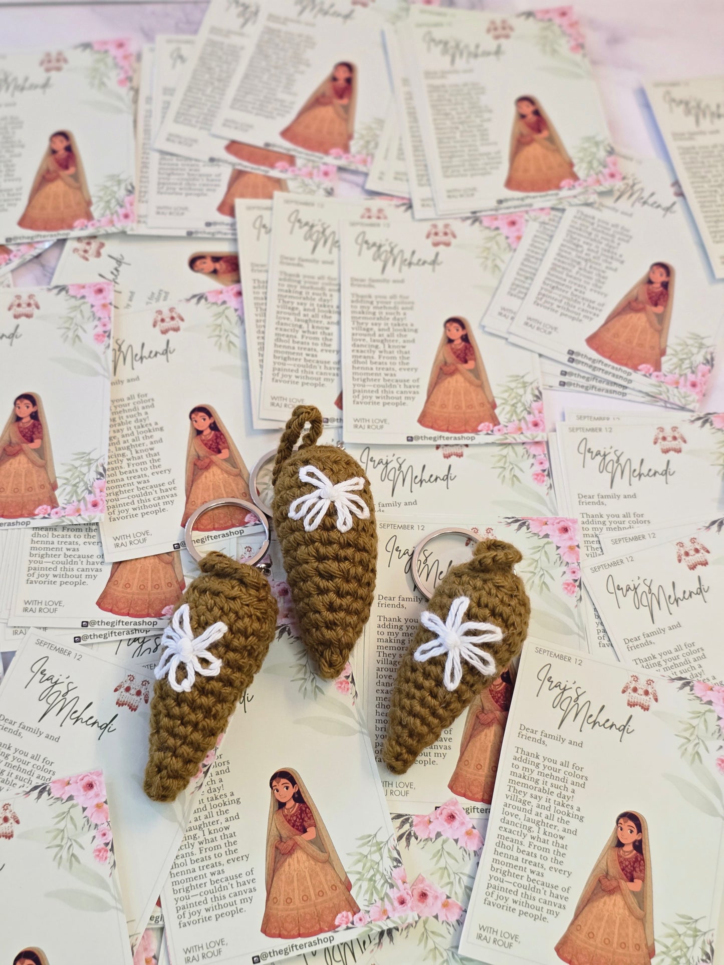 Boho Henna Mehndi Keychain Favors