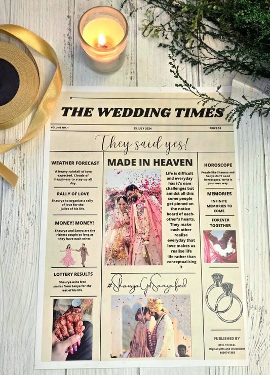 The Love Gazette Wedding Newspaper